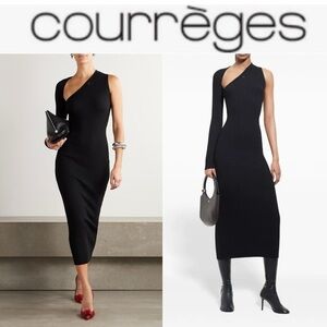 COURRÈGES One-sleeve ribbed-knit maxi dress Sz S $1,180